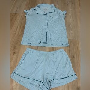 Tommy John Light Blue Pajama Set with Dark Trim